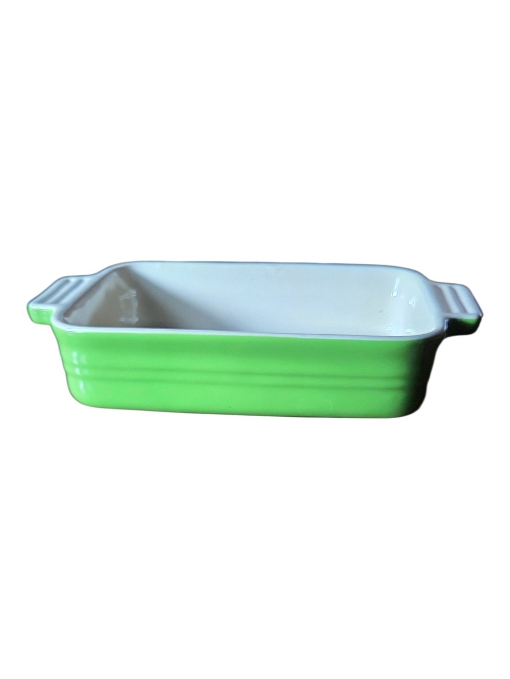 Le Creuset Green Ceramic Rectangular Baker with White Interior